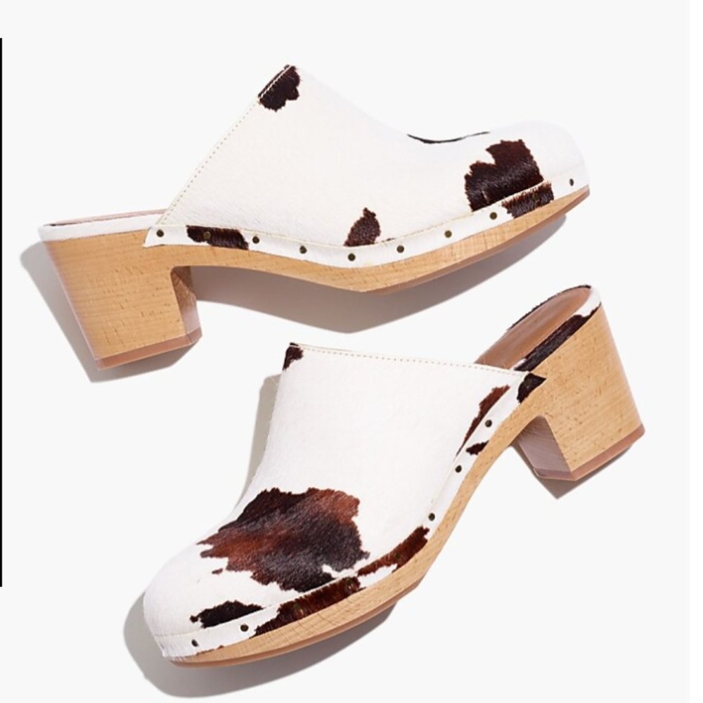 Madewell Ayanna Clog in Cow Print Calf Hair 6.5